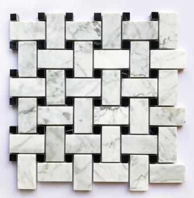 China Modern Luxury Tiles Kitchen Wall Tiles Basket Weave Marble Mosaic Tiles for sale