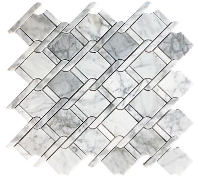 China Wholesale Customized Modern Parquet Hotel Apartment Polished 3d Carrara Irregular White Marble Mosaic for sale