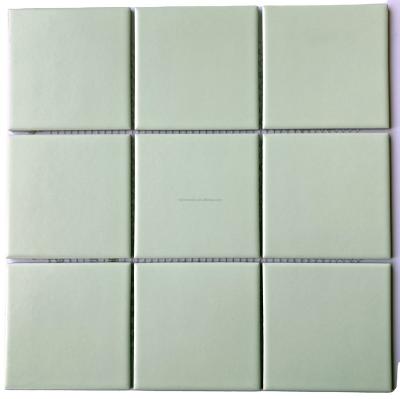 China Hot Sale Cheap Parquet 300*300 Aqua Green Square Bathroom Kitchen Ceramic Mosaics Slab for sale