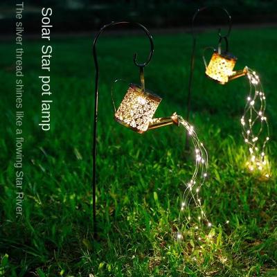 China Waterproof Garden Lamp Solar Outdoor Kettle Star Light Cavity Iron Home Decoration Garden hanging lampLEDFlashing for sale