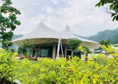 China Tiendas blancas del centro turístico de lujo, tienda de alta montaña ULTRAVIOLETA de la tela de la protección de la pagoda doble en venta