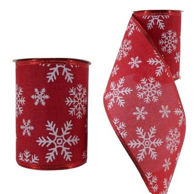 China Rose Christmas Tree Ribbon Christmas Decoration Burlap Fabric Snowflake Cable Edge Christmas Ribbon Xmas for sale