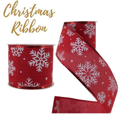 China Burlap Ribbon Christmas Tree Decor Rose Christmas Tree Ribbon Christmas Fabric Red Snowflakes Wrapping Bow Cloth Ribbons for sale