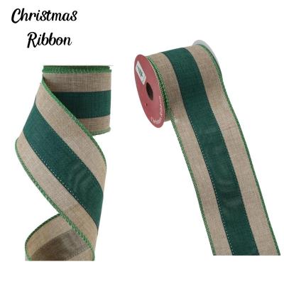 China Rose Christmas Tree Ribbon Navidad Party Supplies Gifts and Opens Green Burlap Overlap Wired Edge Solid Christmas Burlap Ribbon for sale