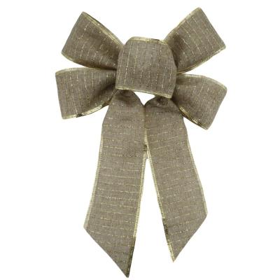 China Rose Christmas Tree Ribbon Navidad Christmas Tree Decoration Wired Glitter Burlap Ribbon Bows for sale