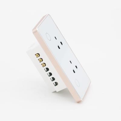 China US 2 Way Frame Aluminum Alloy Smart Wall Socket WiFi Wireless Standard High Quality Residential/Multipurpose Wall Socket 2 Band Touch Control for sale