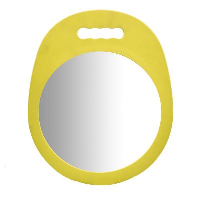 China Customized Convenient Logo One Side Round Barber Makeup Hand Held Mirror For Salon for sale