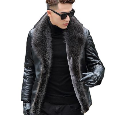 China Genuine Raccoon Leather Men's Genuine Leather Fur Men's All-in-One Lamb Velvet Winter All-in-One Coat for sale