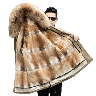 China Waterproof 2022 New Winter Men's Pie Detachable Overcoat Fox Fur Coat Mid Length Coat for sale