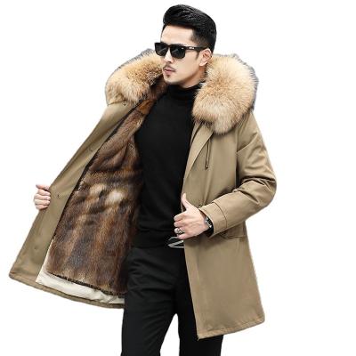 China Waterproof 2022 Winter Men's Rabbit Fur Detachable Pie To Top Full Length Mid Length Mink Fur Coat for sale