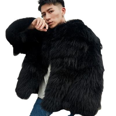 China Viable Fox Fur Raccoon Fur Jacket Imitation Mens New Mid Length Mid Length Cotton And Thick Fur Jacket for sale