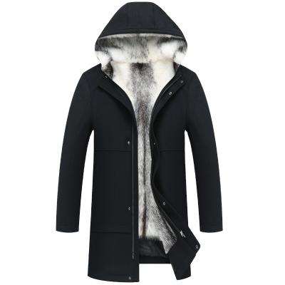 China Viable Men's Mink Fur Liner Mink Nickel Topped Thin Hooded Mid Length Mink Velvet Coat for sale