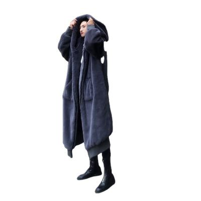 China Men's Mink Fleece Casual Plus Size Faux Fur Jacket Winter Mens Long Dress Viable Rex Rabbit Fur Oversized Hooded for sale