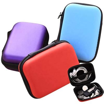 China EVA Mini Zipper Hard Headphone Case Storage PU Leather Bag Protective Case For Earphone Travel Storage Bag for sale