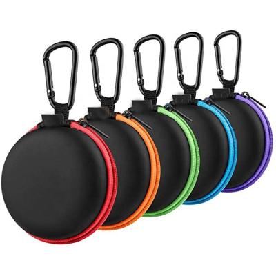 China Carry Storage Case Key Chain Earbud Pocket Case Soft Round Hardshell Eva Custom Zipper Carrying Earphone for sale