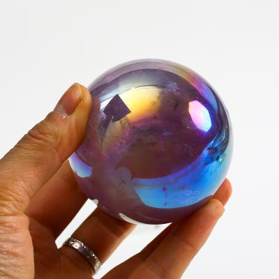 China High Quality Stones Aura Quartz Crystal Sphere Ball from Europe Angel Aura Amethyst Sphere Spiritual Healing for sale