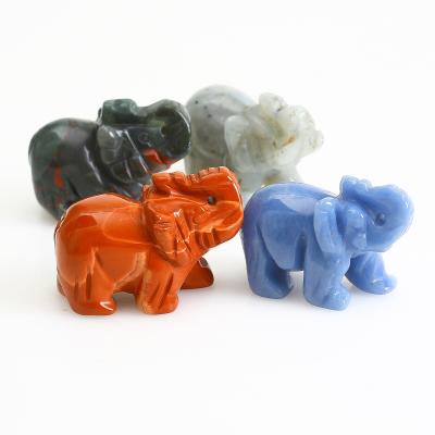 China Wholesale Bulk Europe Gemstone Hand Carved Crystal Elephant Crystal Animal Craving Crafts for sale