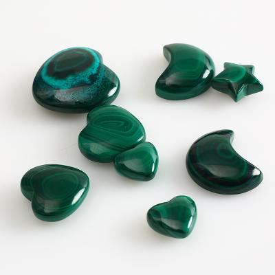 China Crystal Wholesale Natural Europe Malachite Heart Moon Spark and Star for Healing Green for sale