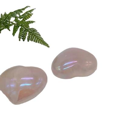 China Europe Rose Quartz Reiki Romantic Pink Plated Hot Sale Natural Heart Shaped Crystal Hearts For Gifts for sale