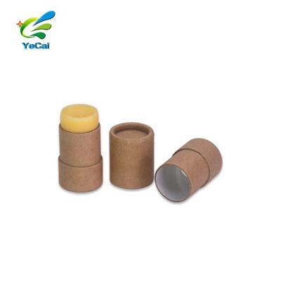 China Recyclable plastic free kraf tube 5g 0.2oz air freshener packaging push paper tube for lip balm for sale