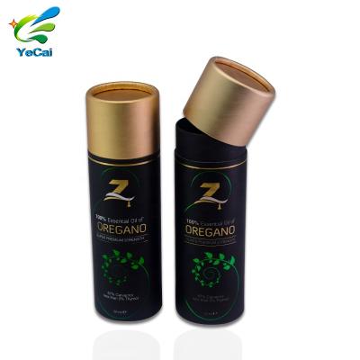 China Premium Quality Biodegradable Gold Foil Stamping Cylinder Paper Tube Packaging For Essential Oil Dropper Bottle for sale