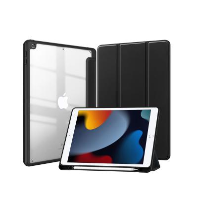 China For iPad 10.2 2021/2020/2019 Suitable For New iPad 10.2/2019/2020/2021 Transparent Back Shell Tablet Leather Acrylic Panel Case for sale