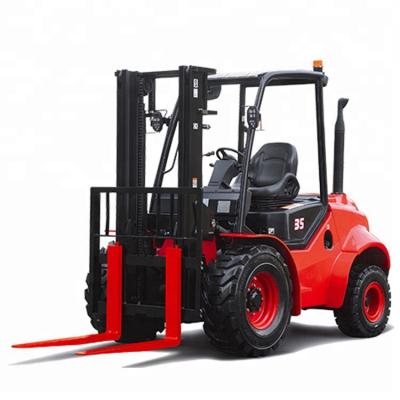 China RED-LIFT 2.5ton/3ton/3.5ton four wheel drive 4WD all rough terrain diesel forklift with CE 2500KG/3000KG/3500KG for sale