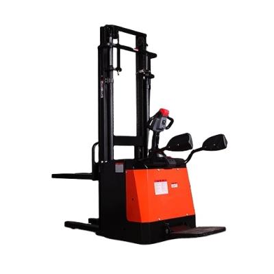 China Hotels Rider Electric Forklift Stacker 2.0ton Electric Stand Pile Stacker With AC Motor for sale