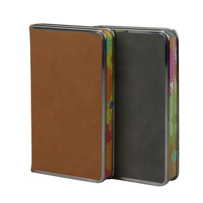 China Colored Side PU Cover Hard Leather Notebooks With Colored Metal Side Pages And Edge Protector for sale