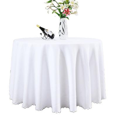 China Yantai Waterproof Tongli Round Cloth Table Cover Restaurant Solid Color White 100% Polyester Hemmed Round Tablecloths for sale