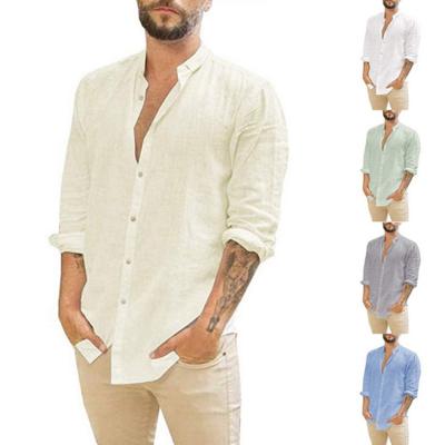 China Anti-pilling 2022 Wish Men's Casual Fashion Shirt Summer Long Sleeve Italian Linen Men's Shirt for sale