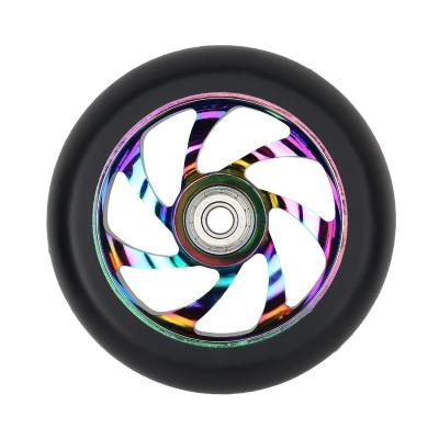 China 88A SHR Neo PU Chrome Scooter Wheels , Aluninium Core Pro Scooter Rainbow Wheels for sale