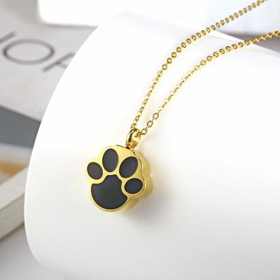 China Viable Shape Popular Steel Cute Pet Cat Claw Fashion Titanium Stainless Steel Ash Necklace Pet Memorial Box for sale