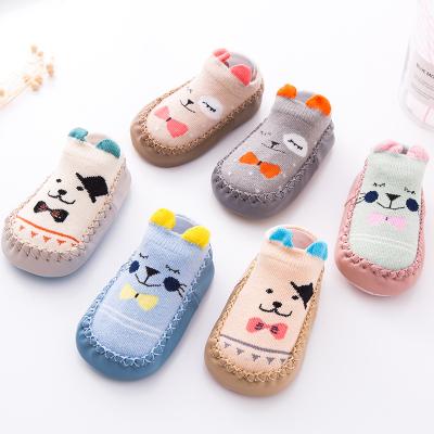 China Custom Baby Slip Winter QUICK DRY Anti Bump Shoe With Babi Cotton Terry Shoes Socks Sole Rubber for sale