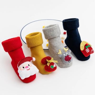 China Factory Q-SDW-004 2021 Cotton Girls Unisex Breathable Comfortable Wholesale Happy Christmas Infant Baby Kids Socks for sale