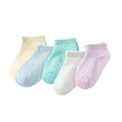 China Breathable Hot Selling Thin Socks Cotton Solid Color Shorts Tube Mesh Baby Boy And Girls Kids Cotton Socks for sale