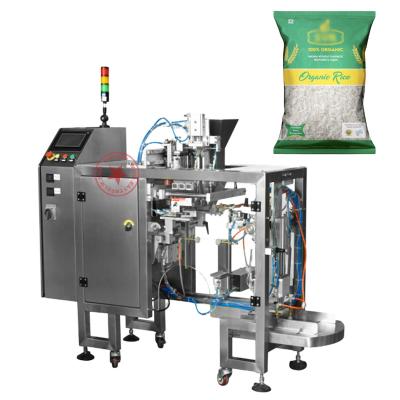 China Automatic Food Premade Pouch Bag Granule Weigher Weighing 5kg 1kg 2kg Rice Filling Packing Machine for sale