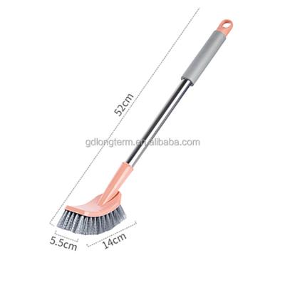 China Sustainable Pink Color Fur Toilet Brush Hotel Soft Long Handle Clean Home Bathroom Wall Mounted Bending Cleaning Brush for sale