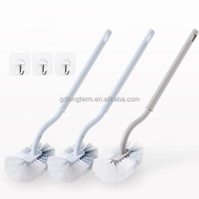 China New Sustainable Bathroom Toilet Brush Efficient Cleaning Long Handle Toilet Brush Silicone White And Gray Color Promotion for sale