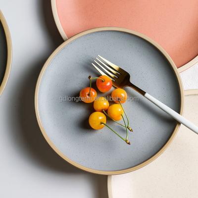 China New Sustainable Modern Japanese Dish Style Marble Ceramic Dishes For Sushi And Steak Dinner Household Breakfast Dish Cutlery for sale