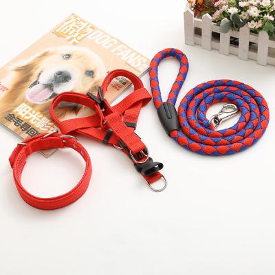 China W34 Custom Nylon Braided Pet Leash Dog Leash 3pcs Set Chest Rope Collar Dog Wiring Pet Leash Collar Dog Breast Strap for sale