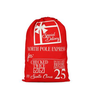 China Wholesale Personalized Santa Sacks Red Santa Sack DIY Accessories Christmas Gift Bag Sublimation Cotton Rope for sale