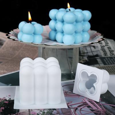 China DIY Amazon Handmade Hot Sale Rubik's Candle Mold Disposable Resin Cube Set Mini Bubble Candles Mold For Wedding Gift Home Decor Mold for sale