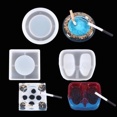 China Disposable Lung Shape Epoxy Silicone Ashtray Mold Halloween Ashtray Mold Round DIY Crystal Resin Epoxy Mold Square for sale