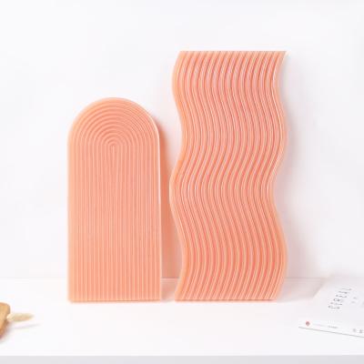 China Wavy Tray Mold Board Art Decoration Resin Mold Geometric Concrete Serving Tray Molds Curved Stripe Arch Silicone Surface A143 Disposable for sale