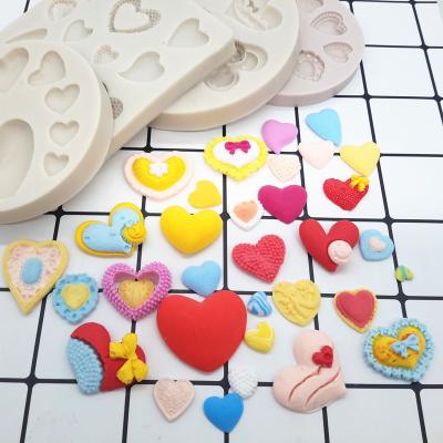 China Disposable Silicone Cake Hearts DIY Chocolate Fondant Mold Heart Shape Love Valentine's Day M142 Baking Mold for sale