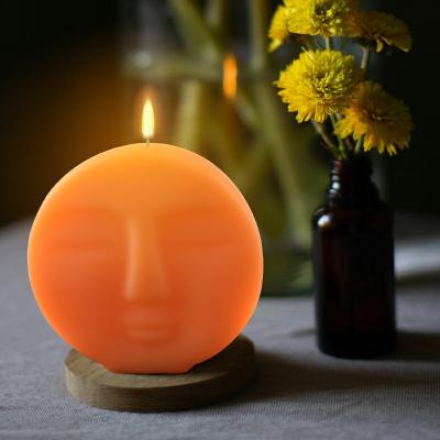 China New Design Luna Moon Faces Silicone Candle Mold Disposable Soap Mold DIY Art Handmade Craft Round Shape for sale