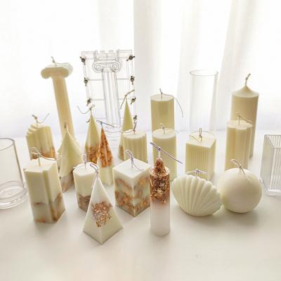 China Various Shape Disposable Roman Columns Candle Mold Geometric Large Acrylic 3D Cylinder Pillar Candle Poured Mold for sale