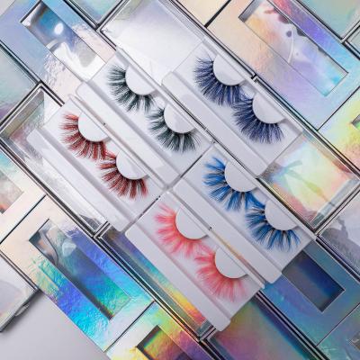 China 2021 Customized Private Label Brand Logo Natural Soft Colorful Eyelashes Factory Beautiful Silk False Lashes With Color Vendor for sale