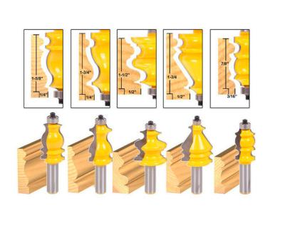 China Wood Trimming and Carving L-N094 5 Bit Wrap and Base Router Bit Molding Set - 1/2